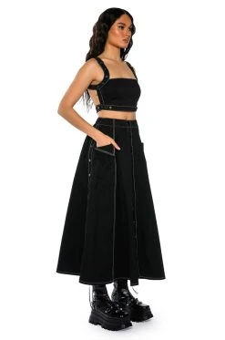 SECRET ADMIRER DENIM MAXI SKIRT 13 SECRET ADMIRER DENIM MAXI SKIRT -AKIRA Shop secret admirer denim maxi skirt black 4 4