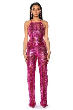 SENORITA EMBELLISHED HALTER TOP IN PINK -AKIRA Shop senorita embellished halter top pink 3 3