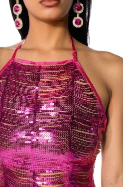 SENORITA EMBELLISHED HALTER TOP IN PINK -AKIRA Shop senorita embellished halter top pink 7 7