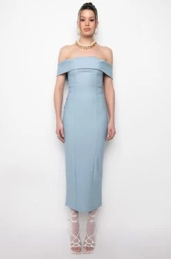 SERIOUS VIBES MAXI FITTED DRESS -AKIRA Shop serious vibes maxi fitted dress light blue 5 5