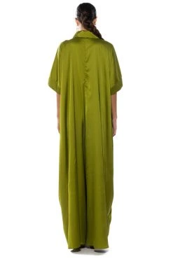 SHE'S RICH OVERSIZED SATIN JUMPSUIT IN GREEN -AKIRA Shop shes rich oversized satin jumpsuit in green green 4 4