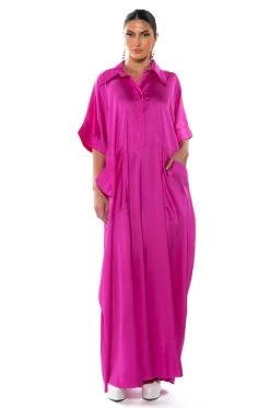 SHE'S RICH OVERSIZED SATIN JUMPSUIT IN PINK