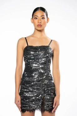 SHOW ME LOVE SEQUIN MINI DRESS -AKIRA Shop show me love sequin mini dress black 3 3