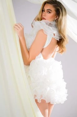 SOMETHING SPECIAL ULTRA RUFFLED BACKLESS MINI DRESS IN WHITE -AKIRA Shop something special ultra ruffled backless mini dress in white white 3 3