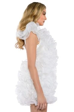 SOMETHING SPECIAL ULTRA RUFFLED BACKLESS MINI DRESS IN WHITE -AKIRA Shop something special ultra ruffled backless mini dress in white white 9 9