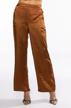 STAY RADIANT SATIN TROUSER -AKIRA Shop stay radiant satin trouser brown 3 3