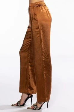 STAY RADIANT SATIN TROUSER -AKIRA Shop stay radiant satin trouser brown 4 4