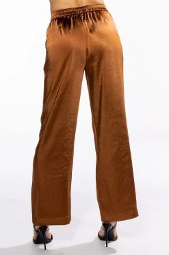 STAY RADIANT SATIN TROUSER -AKIRA Shop stay radiant satin trouser brown 5 5