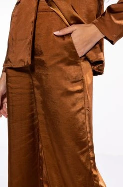 STAY RADIANT SATIN TROUSER -AKIRA Shop stay radiant satin trouser brown 6 6