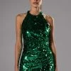 STUNNING OPEN BACK SEQUIN MINI DRESS -AKIRA Shop stunning open back sequin mini dress green 1 1
