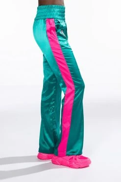 SUPERSONIC SATIN WIDE LEG JOGGER -AKIRA Shop supersonic satin wide leg jogger green multi 4 4