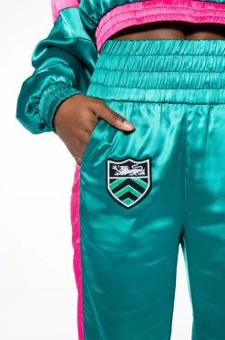 SUPERSONIC SATIN WIDE LEG JOGGER -AKIRA Shop supersonic satin wide leg jogger green multi 7 7