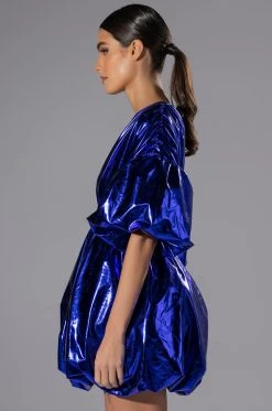 SUPERSTAR METALLIC V NECK MINI DRESS -AKIRA Shop superstar metallic v neck mini dress royal blue 5 5