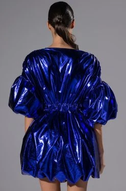 SUPERSTAR METALLIC V NECK MINI DRESS -AKIRA Shop superstar metallic v neck mini dress royal blue 6 6