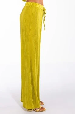 SWEET APPLE PLISSE PALAZZO PANT -AKIRA Shop sweet apple plisse palazzo pant light green 4 4