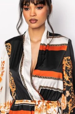 TALK TO ME V NECK ROMPER -AKIRA Shop talk to me v neck romper black multi 11 11