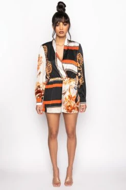 TALK TO ME V NECK ROMPER -AKIRA Shop talk to me v neck romper black multi 12 12