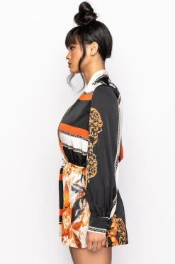 TALK TO ME V NECK ROMPER -AKIRA Shop talk to me v neck romper black multi 8 8