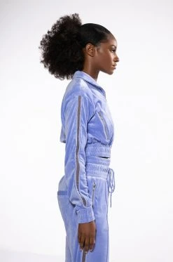 THE JET SETTER VELVET CROPPED SWEATSHIRT -AKIRA Shop the jet setter velvet cropped sweatshirt very peri 4 4 c1 c1