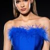 THE MOMENT FEATHER DETAIL CORSET IN BLUE -AKIRA Shop the moment feather detail corset in blue royal blue 1 1