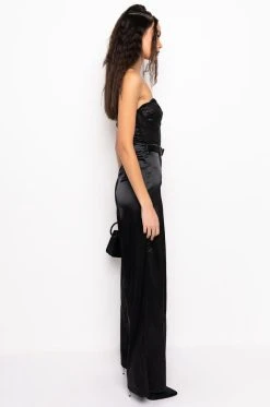 THE ONE AND ONLY WIDE LEG STRAPLESS JUMPSUIT WITH ATTACHED BELT -AKIRA Shop the one and only wide leg strapless jumpsuit with attached belt black 3 3 c1