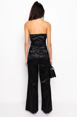 THE ONE AND ONLY WIDE LEG STRAPLESS JUMPSUIT WITH ATTACHED BELT -AKIRA Shop the one and only wide leg strapless jumpsuit with attached belt black 4 4 c1