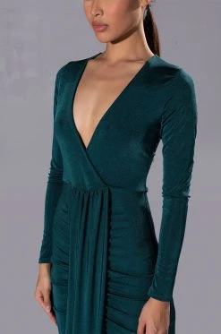 WALK THE WALK LONG SLEEVE MIDI DRESS -AKIRA Shop walk the walk long sleeve midi dress hunter green 5 5