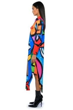 WANDERLUST BUTTON DOWN MAXI DRESS -AKIRA Shop wanderlust button down maxi dress blue multi 4 4