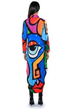 WANDERLUST BUTTON DOWN MAXI DRESS -AKIRA Shop wanderlust button down maxi dress blue multi 5 5