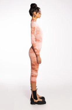 WHAT YOU NEED TIE DYE RIBBED KNIT MIDI DRESS -AKIRA Shop what you need tie dye ribbed knit midi dress brown multi 3 3