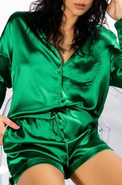 YOU WISH SATIN TIE SHORTS 15 YOU WISH SATIN TIE SHORTS -AKIRA Shop you wish satin tie shorts emerald 3 3