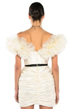 YOU'RE THE ONE THAT I WANT ORGANZA PUFF SLEEVE MINI DRESS -AKIRA Shop youre the one that i want organza puff sleeve mini dress cream 6 6 c1